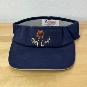TEXACE Wolf Creek Golf Visor Hat Mens Adjustable Navy Blue Orange Woswett USA